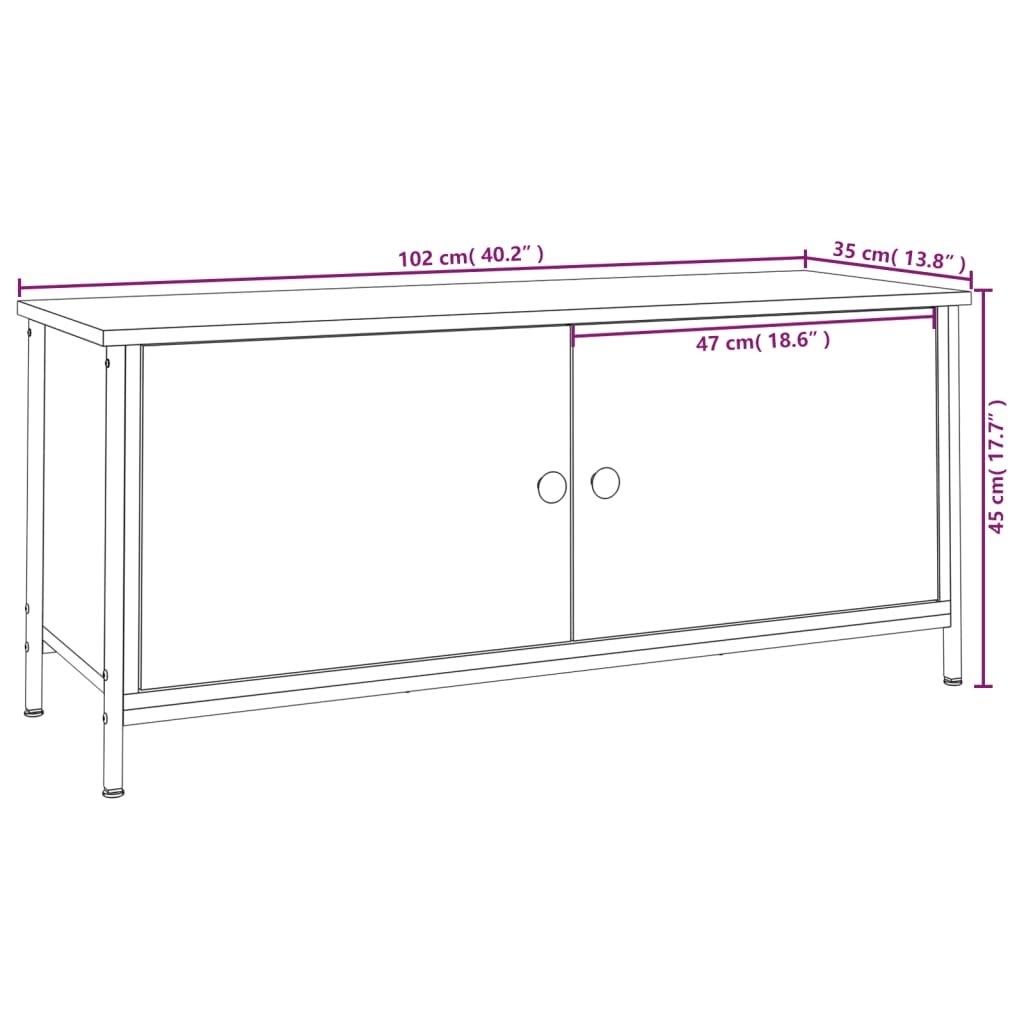 Meuble TV avec portes chêne sonoma 102x35x45 cm bois ingénierie - XIOS