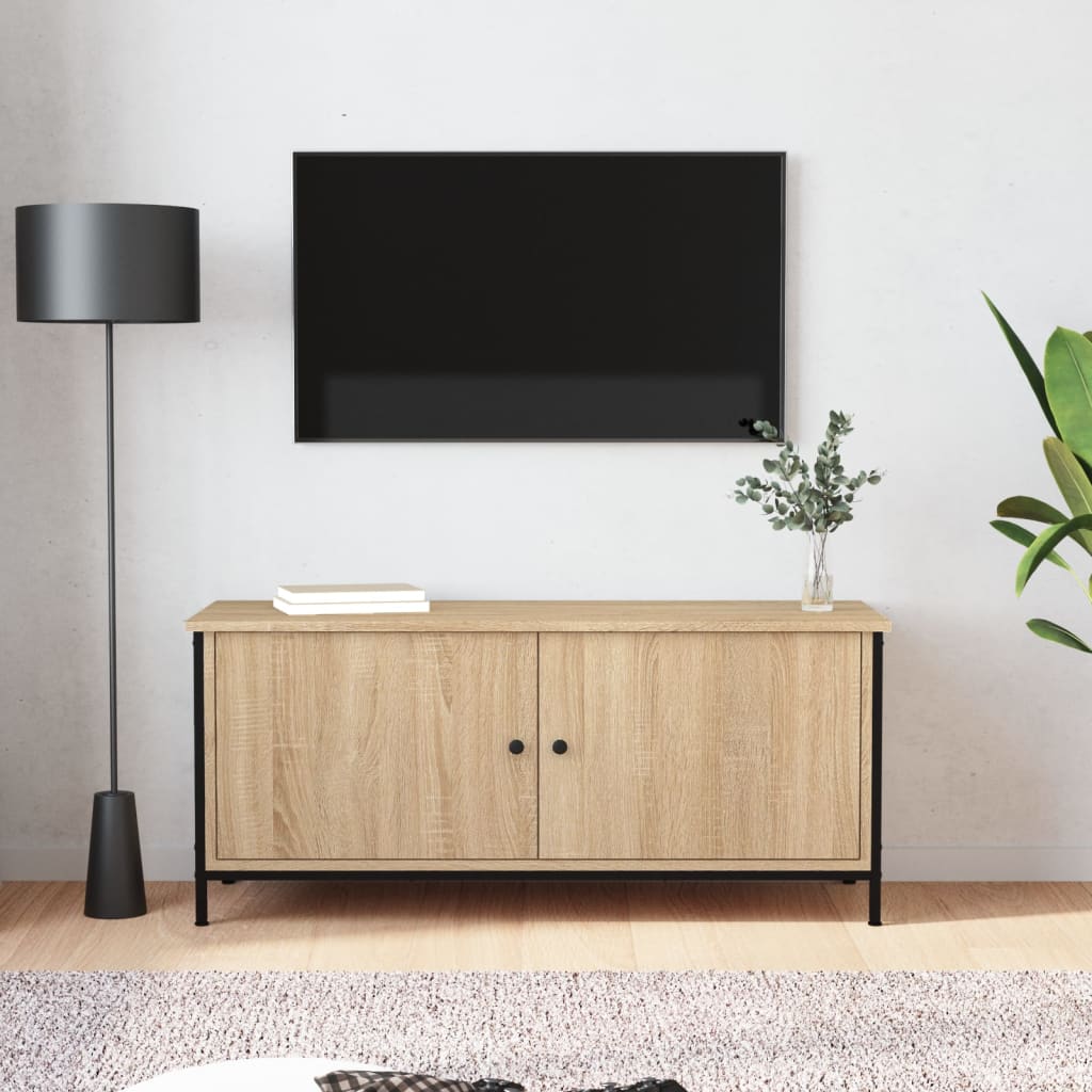 Meuble TV avec portes chêne sonoma 102x35x45 cm bois ingénierie - XIOS