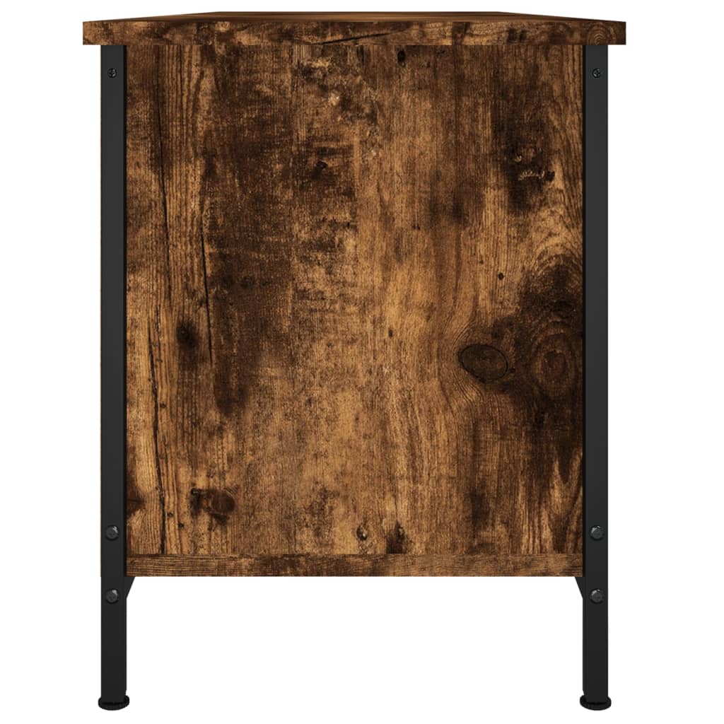 Meuble TV avec portes chêne fumé 102x35x45 cm bois d'ingénierie - XIOS
