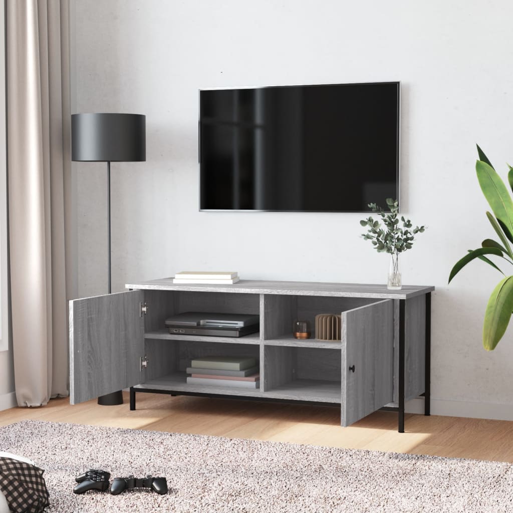 Meuble TV avec portes sonoma gris 102x35x45cm bois d'ingénierie - XIOS