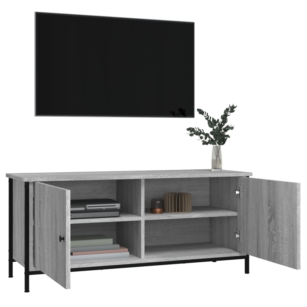 Meuble TV avec portes sonoma gris 102x35x45cm bois d'ingénierie - XIOS
