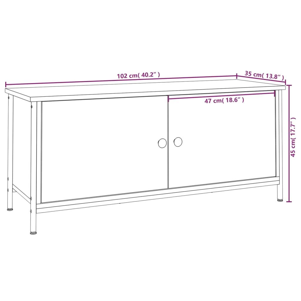Meuble TV avec portes sonoma gris 102x35x45cm bois d'ingénierie - XIOS