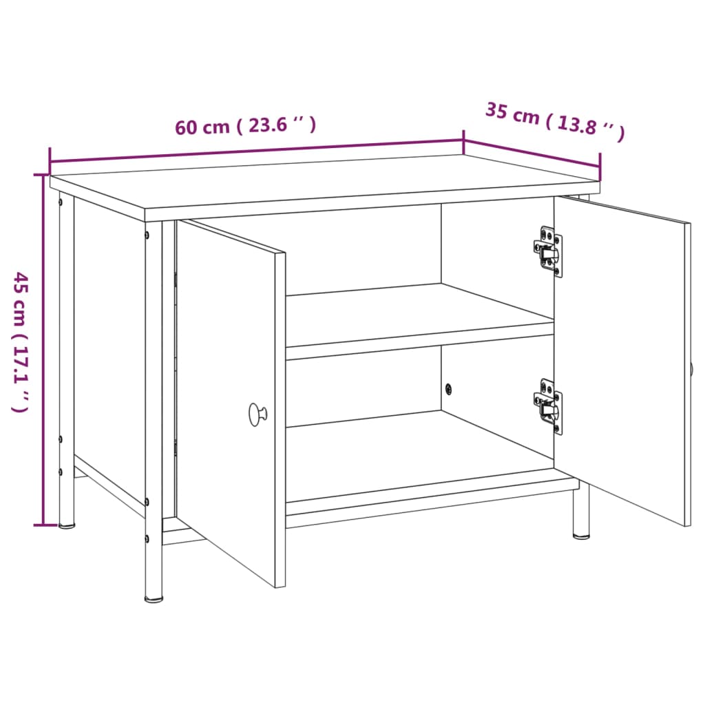 Meuble TV avec portes noir 60x35x45 cm bois d'ingénierie - XIOS