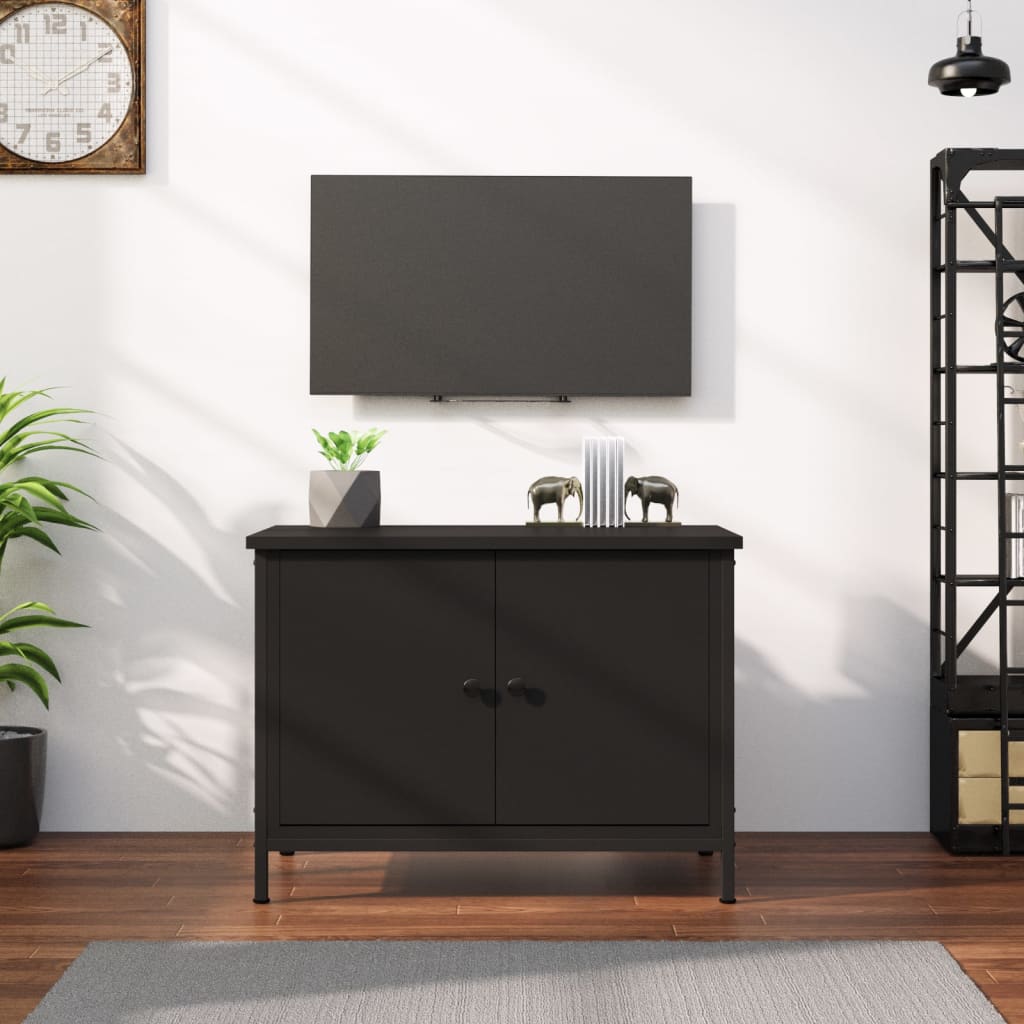Meuble TV avec portes noir 60x35x45 cm bois d'ingénierie - XIOS