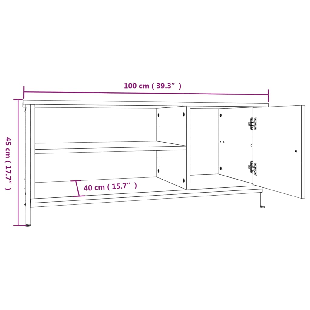 Meuble TV chêne fumé 100x40x45 cm bois d'ingénierie - XIOS