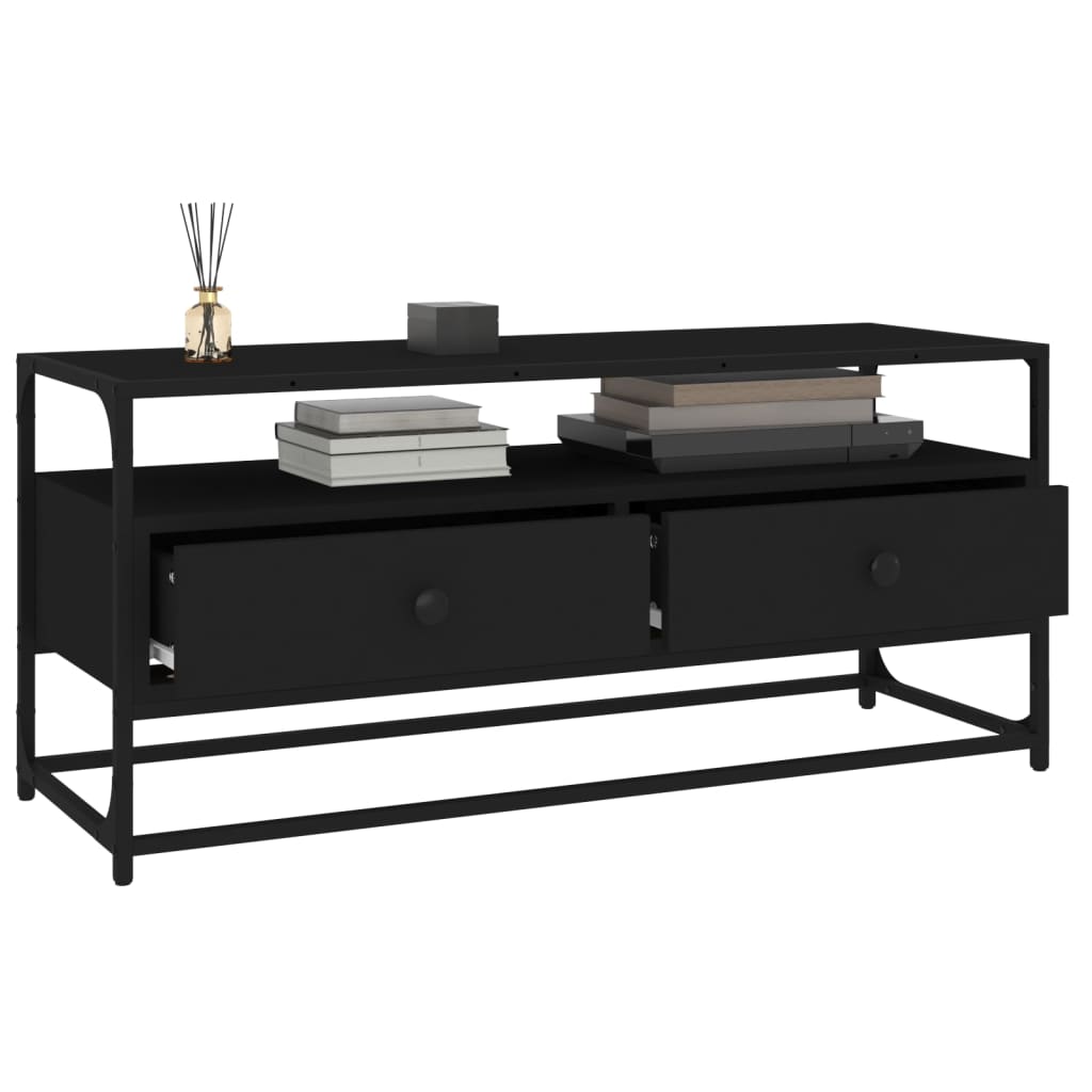 Meuble TV noir 100x35x45 cm bois d'ingénierie - XIOS