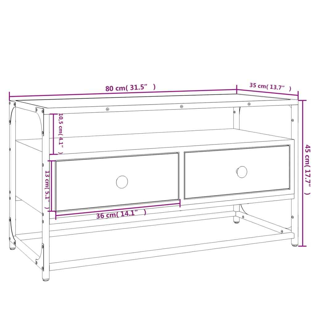 Meuble TV noir 80x35x45 cm bois d'ingénierie Meubles TV vidaXL