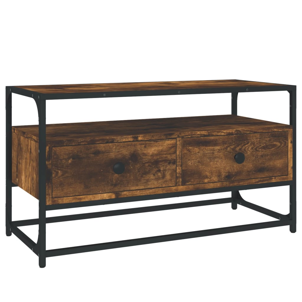 Meuble TV chêne fumé 80x35x45 cm bois d'ingénierie - XIOS