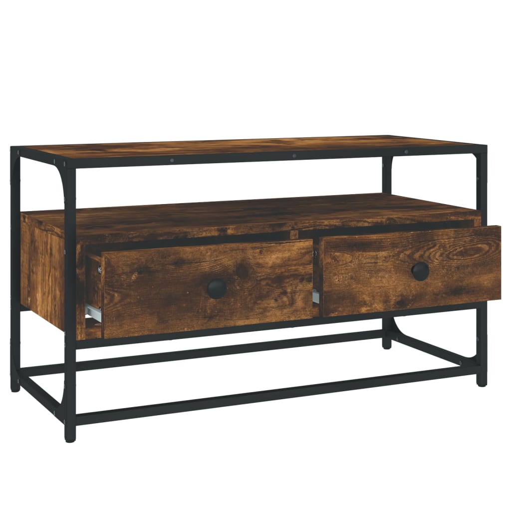 Meuble TV chêne fumé 80x35x45 cm bois d'ingénierie - XIOS