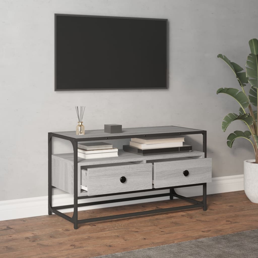 Meuble TV sonoma gris 80x35x45 cm bois d'ingénierie - XIOS