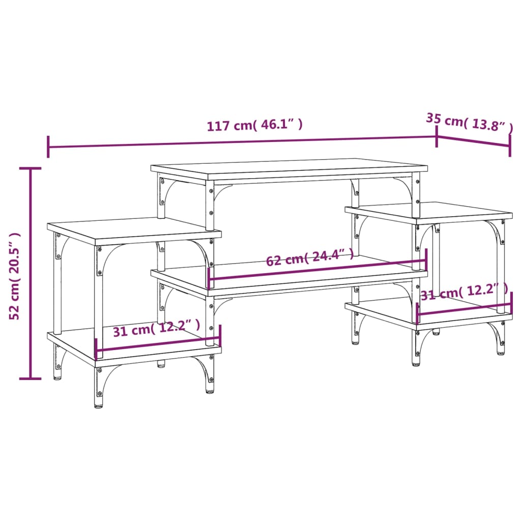Meuble TV Sonoma gris 117x35x52 cm Bois d'ingénierie - XIOS