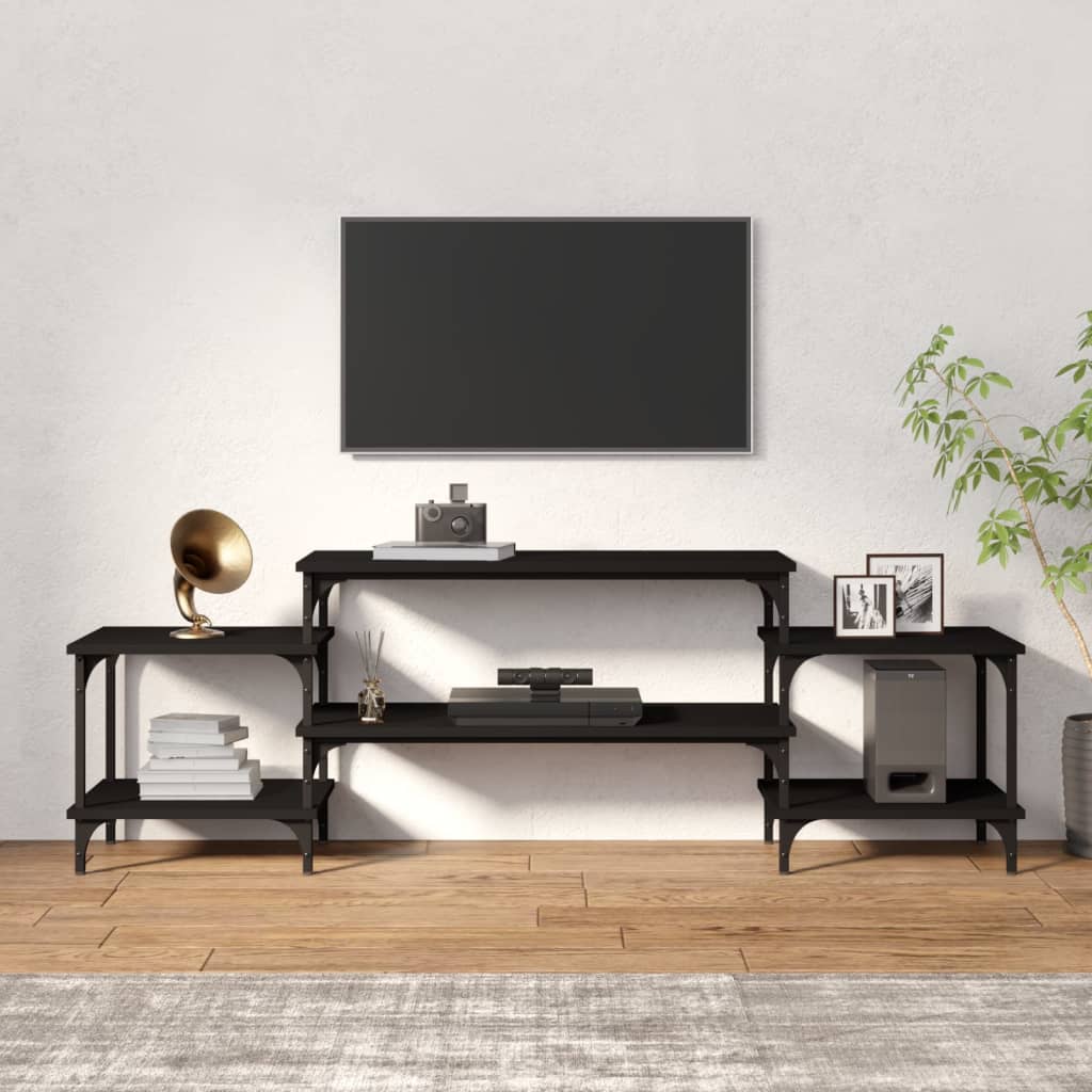Meuble TV noir 157x35x52 cm bois d'ingénierie - XIOS
