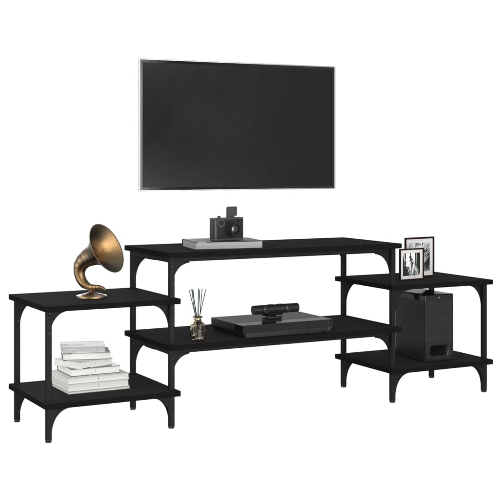 Meuble TV noir 157x35x52 cm bois d'ingénierie - XIOS