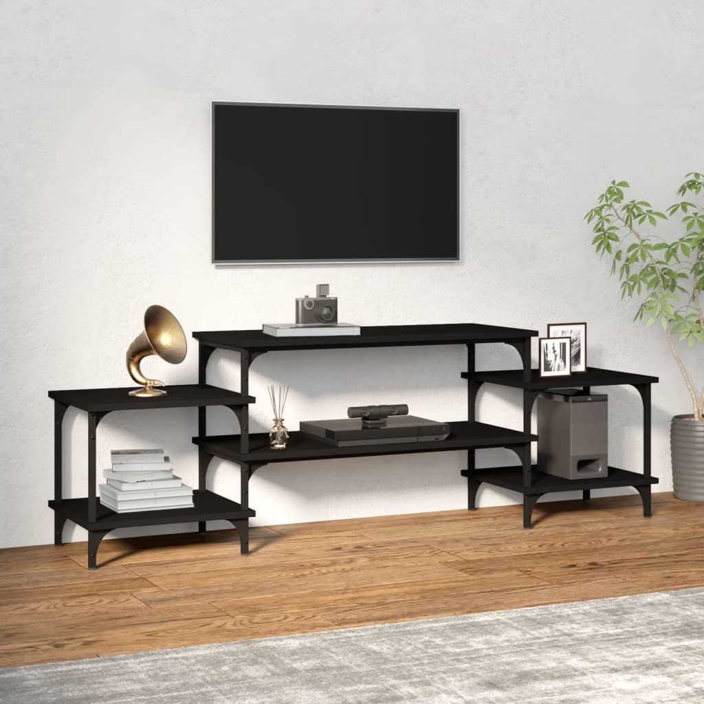 Meuble TV noir 157x35x52 cm bois d'ingénierie - XIOS