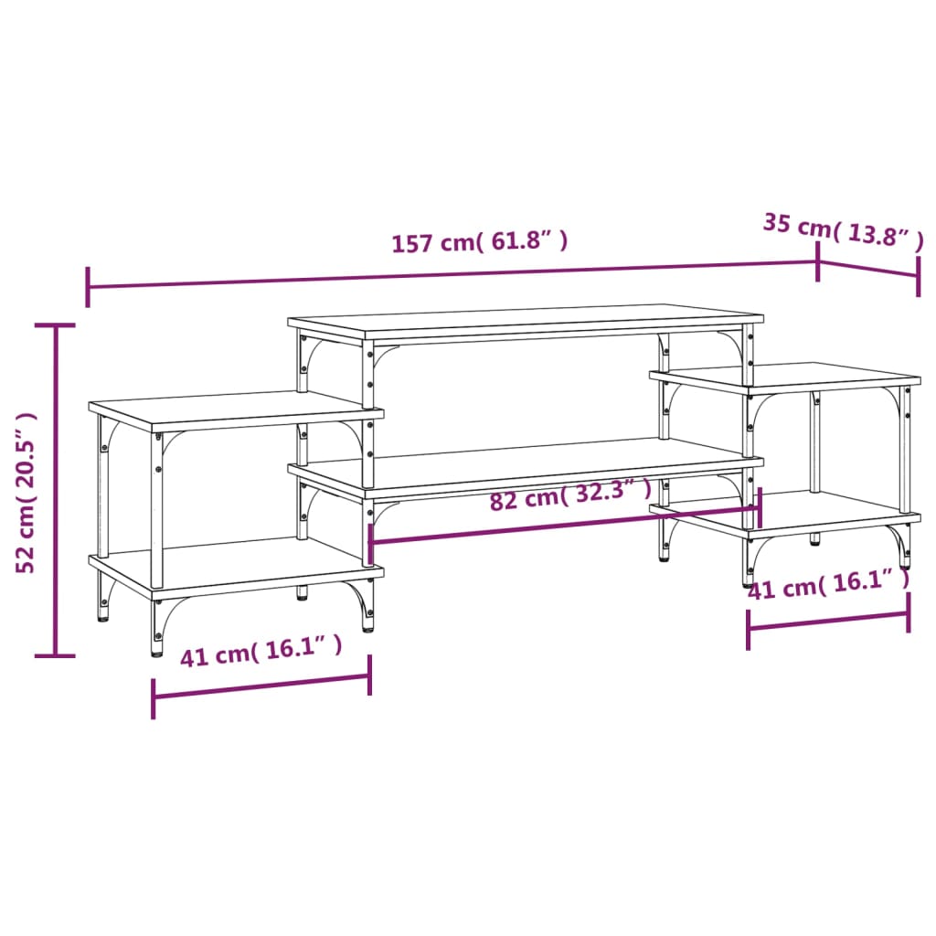 Meuble TV Sonoma gris 157x35x52 cm bois d'ingénierie - XIOS