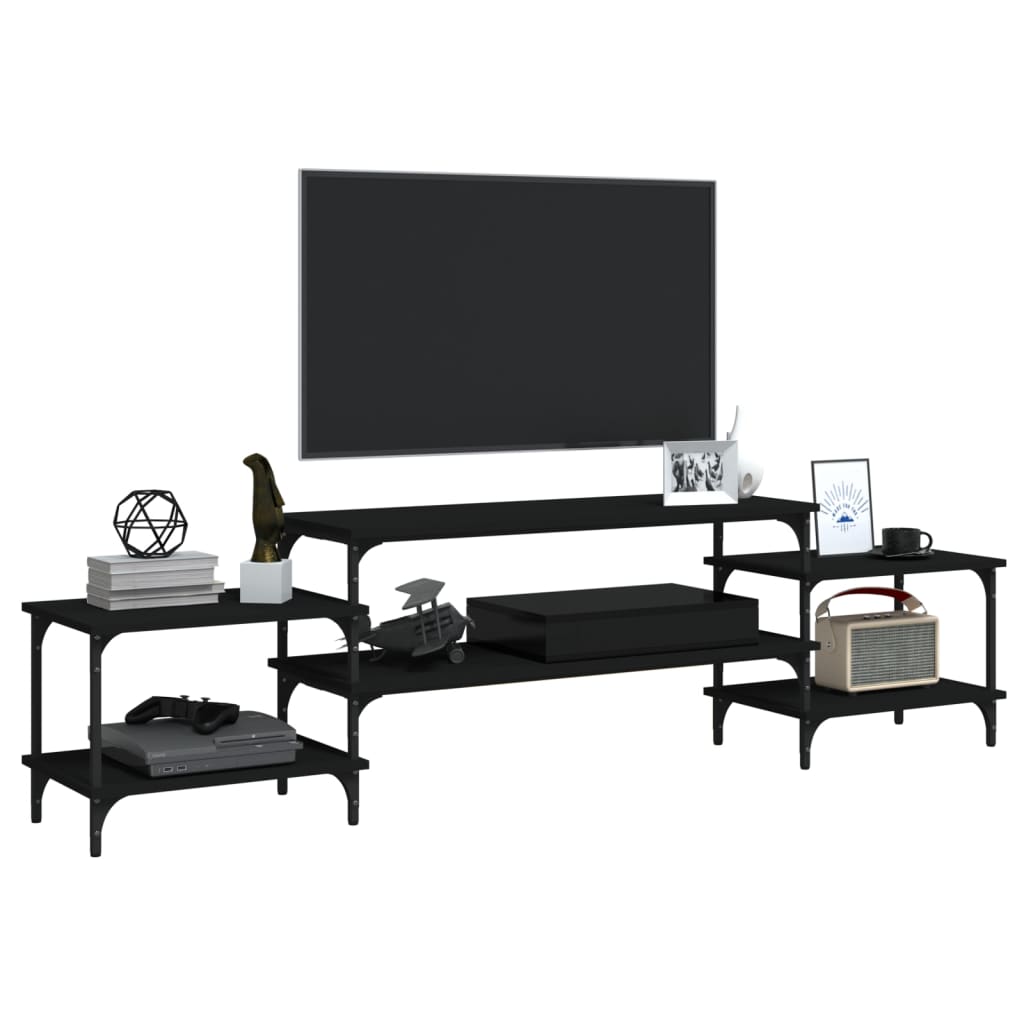 Meuble TV noir 197x35x52 cm bois d'ingénierie - XIOS