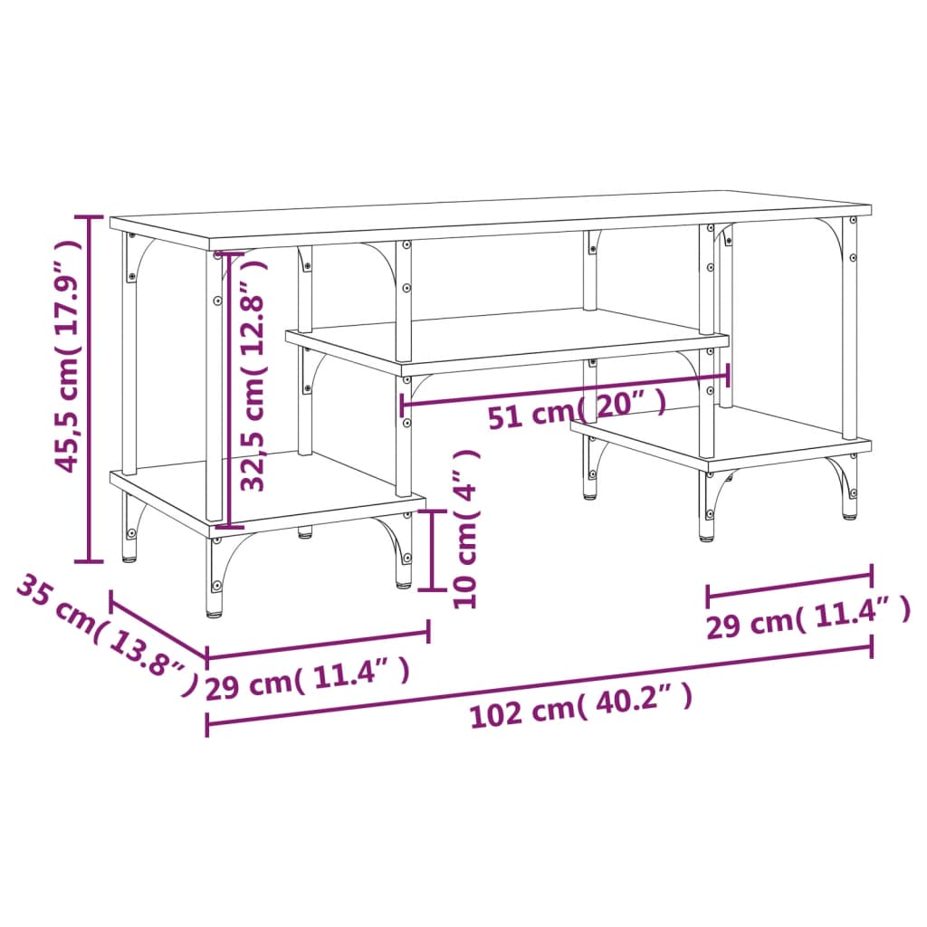 Meuble TV chêne sonoma 102x35x45,5 cm bois d'ingénierie - XIOS