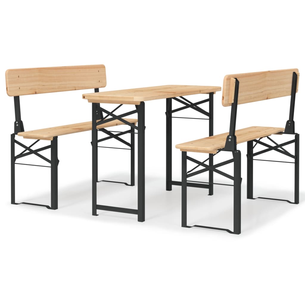 Ensemble de tables à bière pliantes 3 pcs bois massif de sapin - XIOS