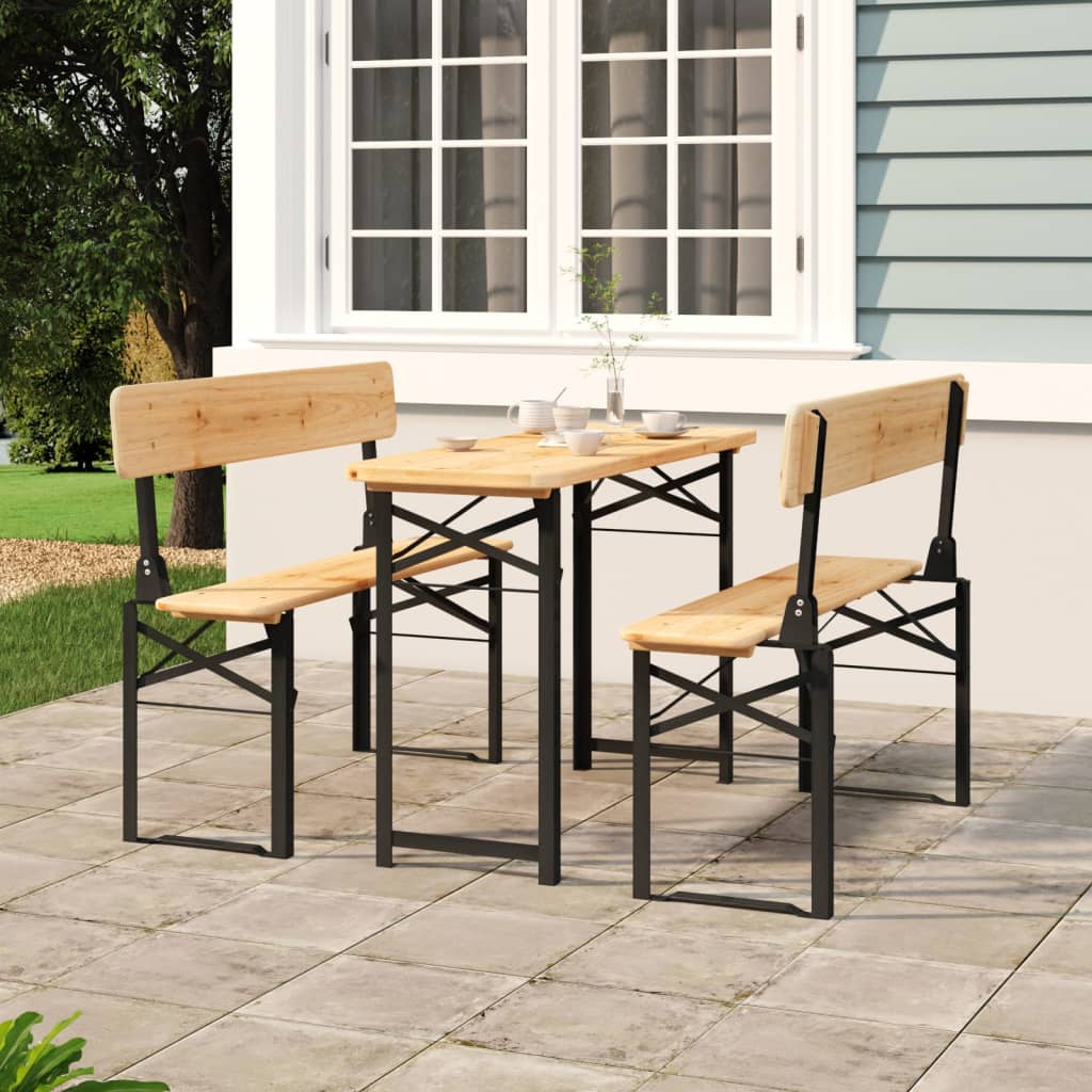 Ensemble de tables à bière pliantes 3 pcs bois massif de sapin - XIOS