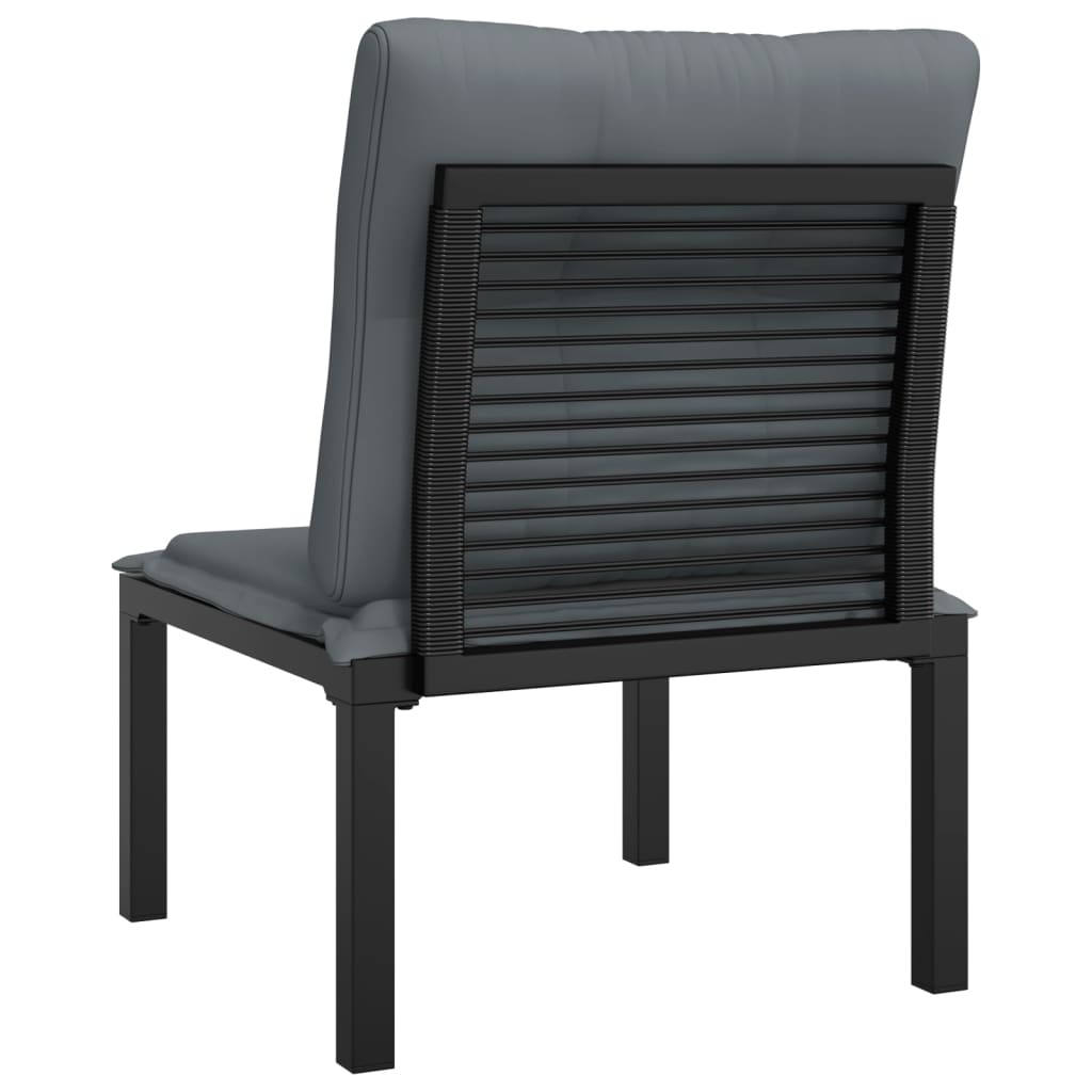 Chaise de jardin avec coussins noir/gris résine tressée - XIOS