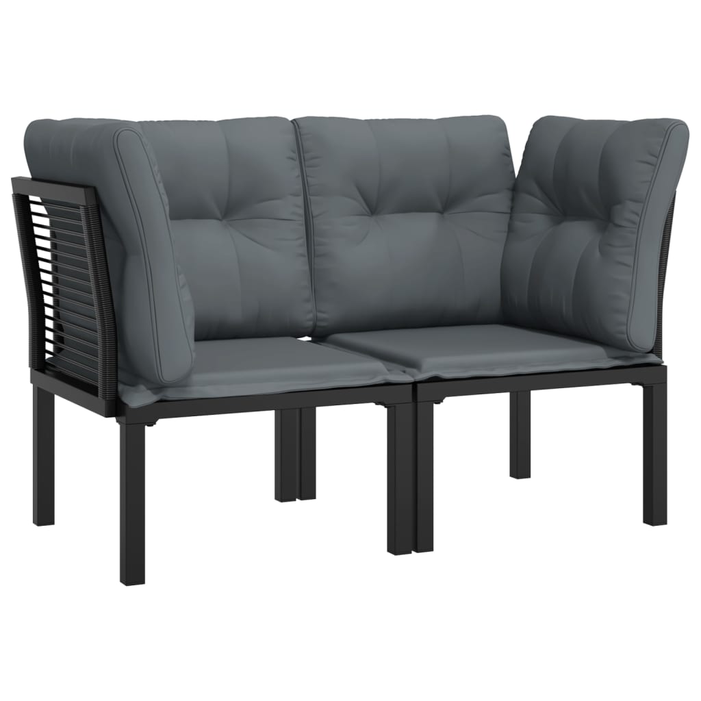 Chaises d'angle de jardin avec coussins lot de 2 noir/gris - XIOS