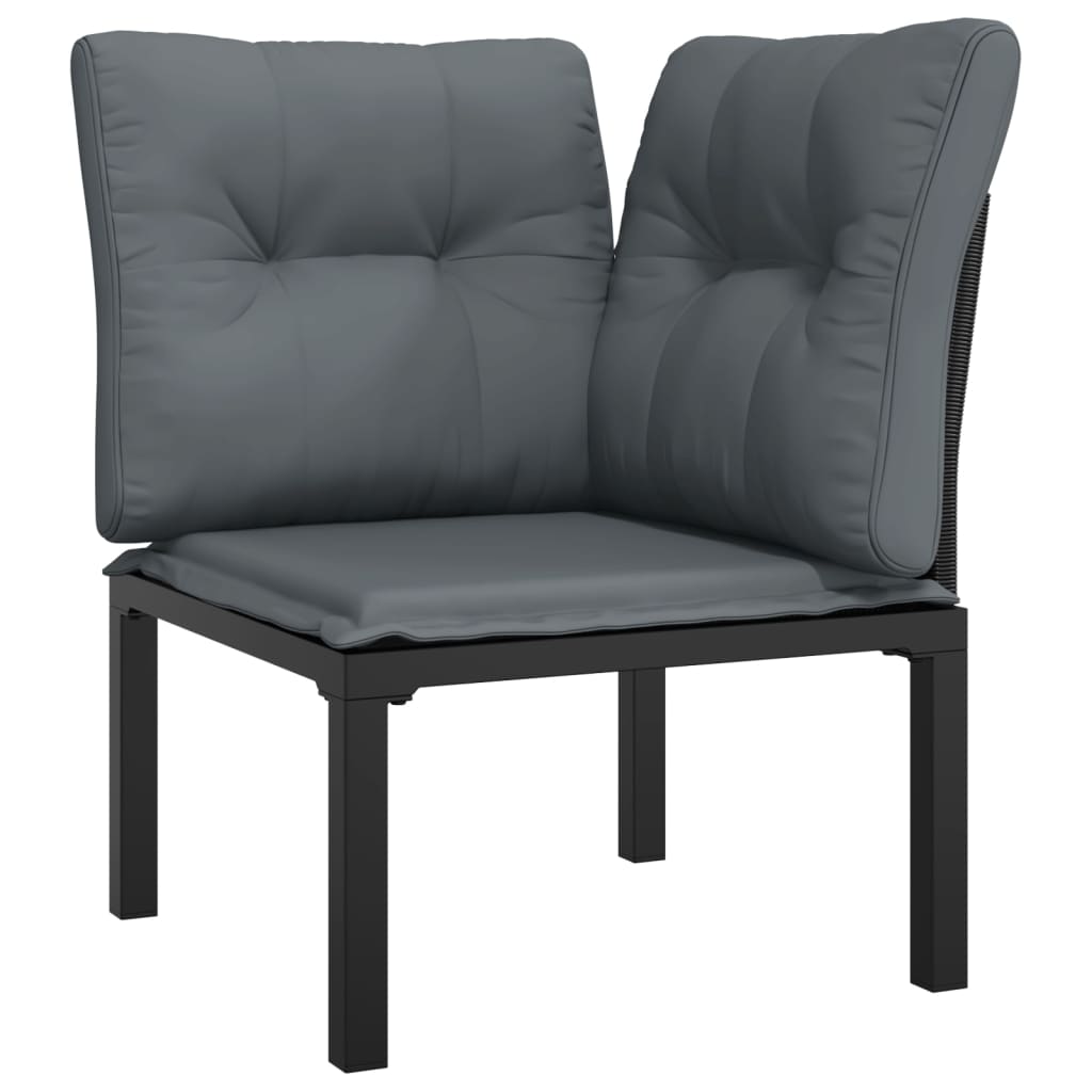 Chaises d'angle de jardin avec coussins lot de 2 noir/gris - XIOS