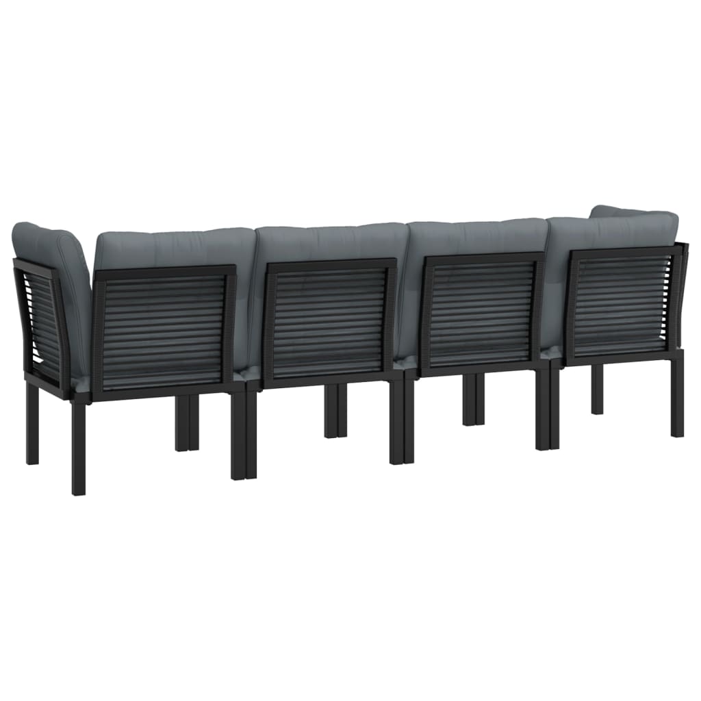 Salon de jardin 4 pcs noir et gris résine tressée - XIOS