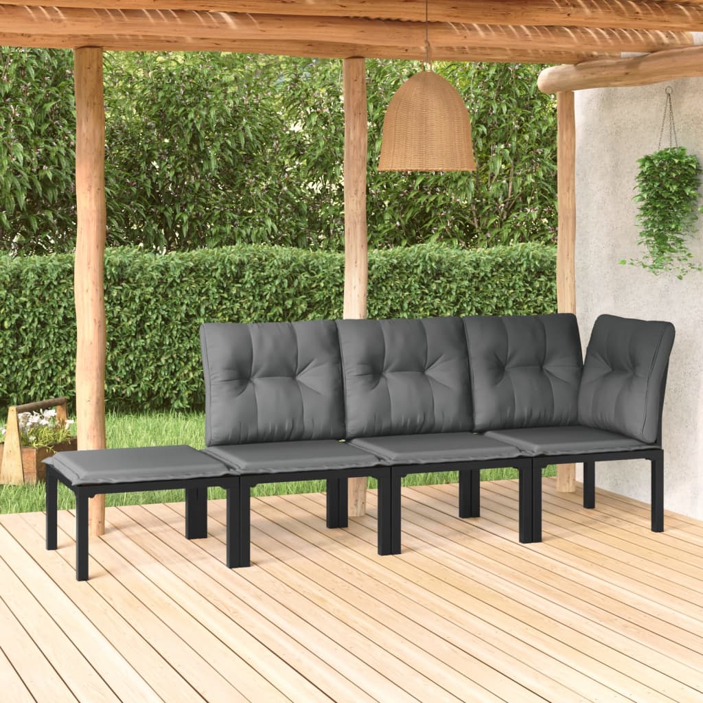 Salon de jardin 4 pcs noir et gris résine tressée - XIOS