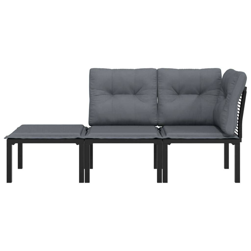 Salon de jardin 3 pcs noir et gris résine tressée - XIOS