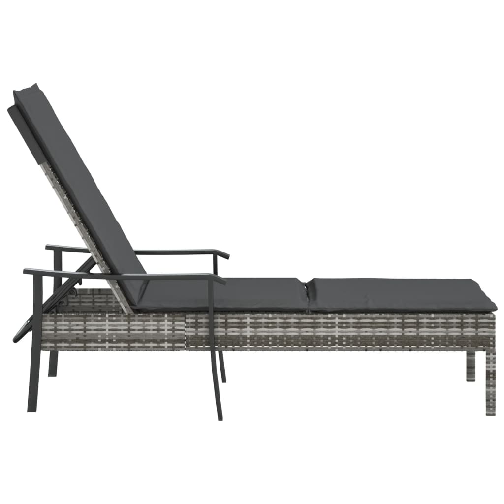 Chaise longue avec coussin gris résine tressée - XIOS