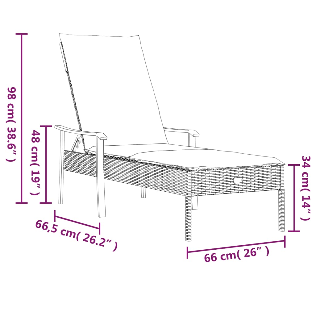 Chaise longue avec coussin gris résine tressée - XIOS