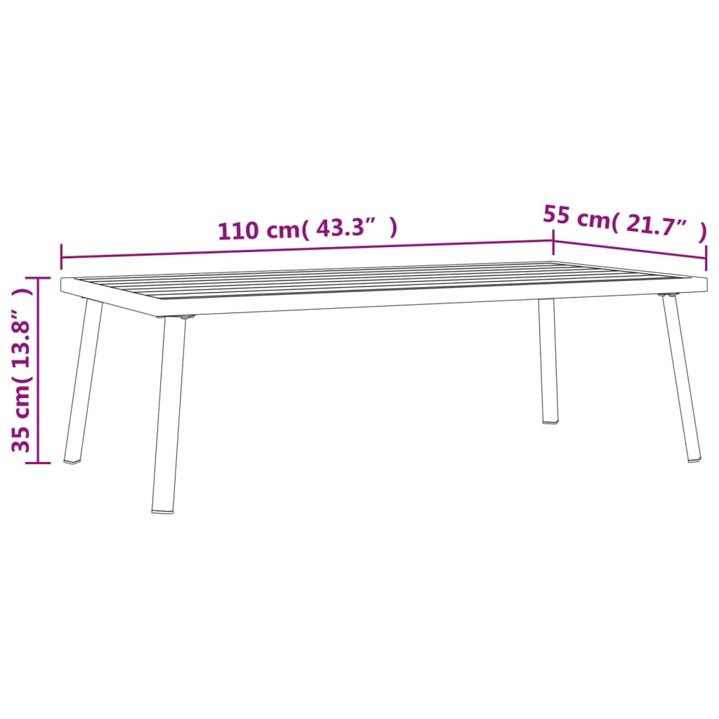 Table basse de jardin anthracite 110x55x35 cm acier - XIOS