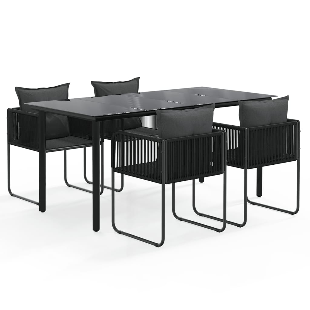 Ensemble à manger de jardin 5 pcs Noir
