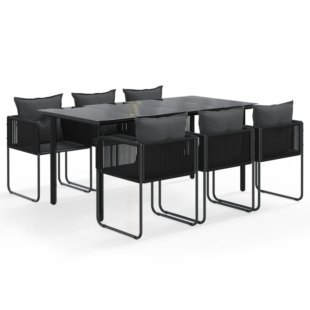 Ensemble à manger de jardin 7 pcs Noir