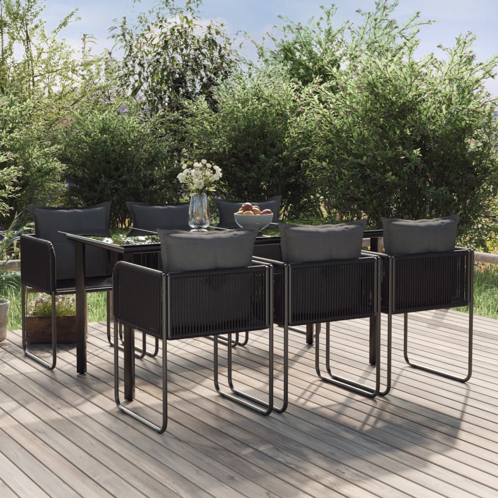 Ensemble à manger de jardin 7 pcs Noir