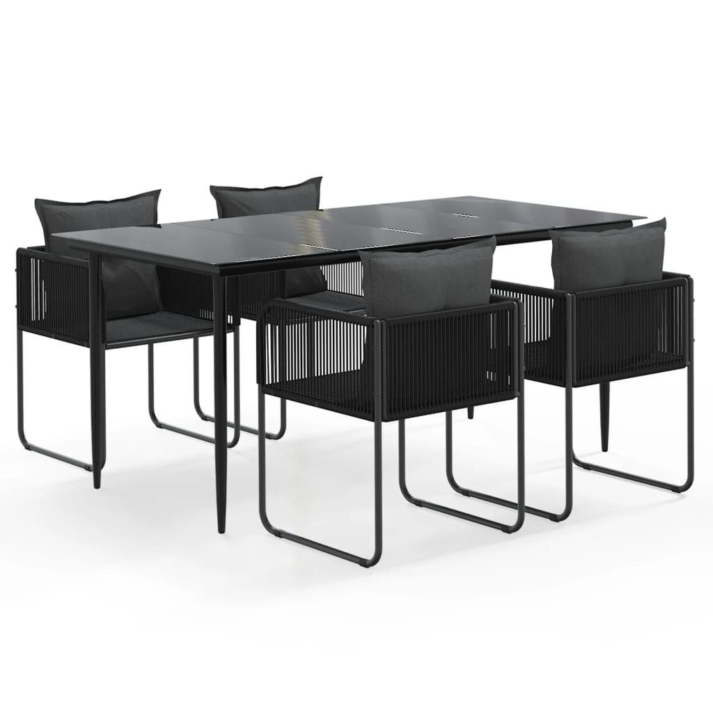 Ensemble à manger de jardin 5 pcs Noir