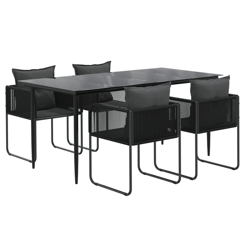 Ensemble à manger de jardin 5 pcs Noir