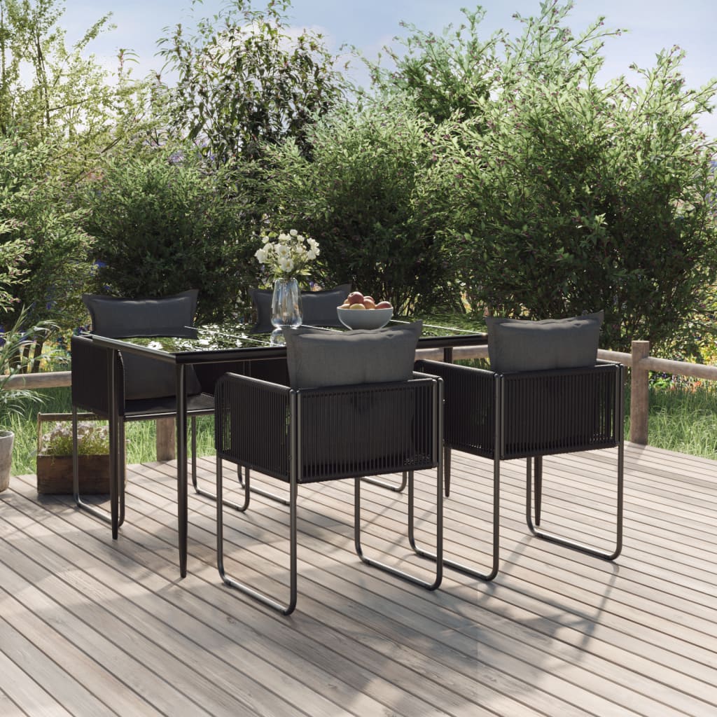 Ensemble à manger de jardin 5 pcs Noir