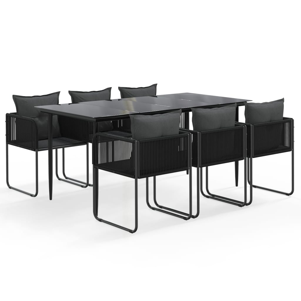 Ensemble à manger de jardin 7 pcs Noir