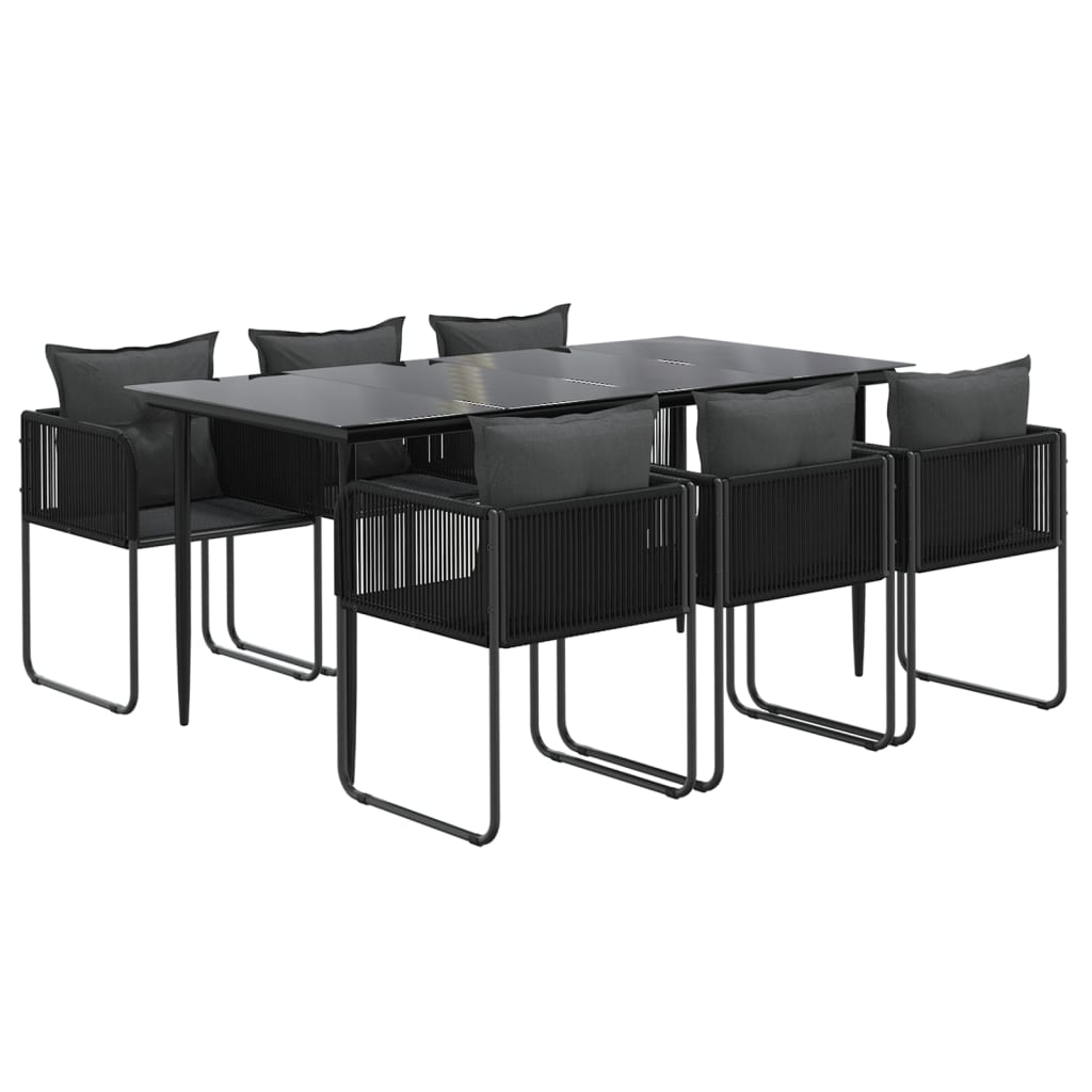 Ensemble à manger de jardin 7 pcs Noir