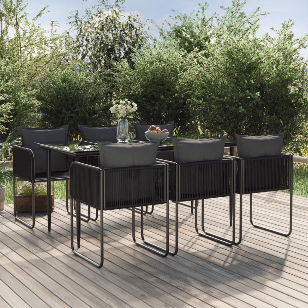 Ensemble à manger de jardin 7 pcs Noir