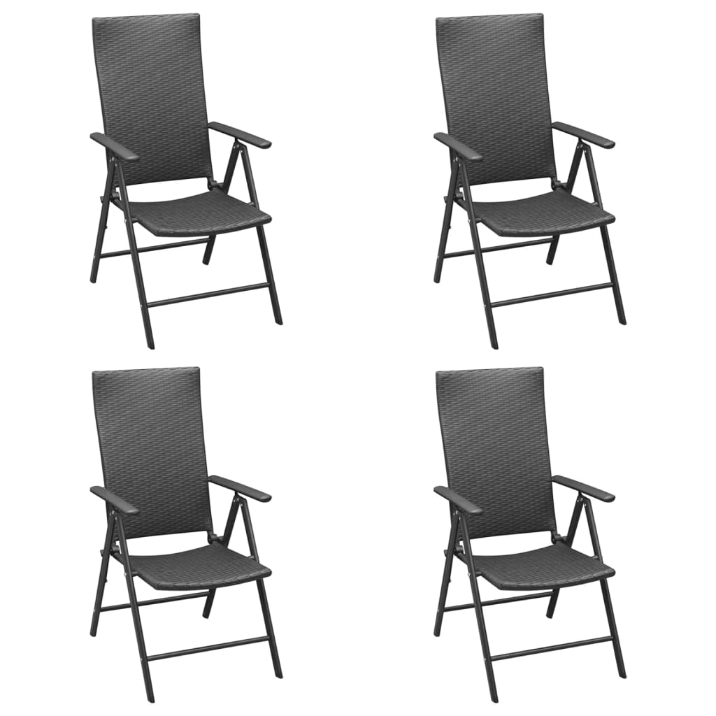 Ensemble à manger de jardin 5 pcs Noir Résine tressée