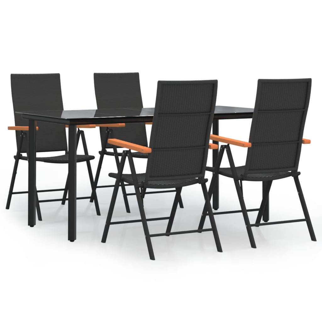 Ensemble à manger de jardin 5 pcs Noir et marron Résine tressée - XIOS
