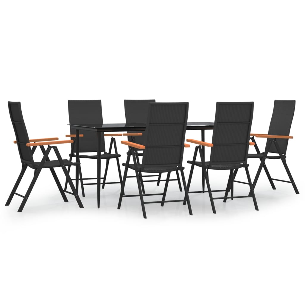 Ensemble à manger de jardin 7 pcs Noir et marron Résine tressée - XIOS