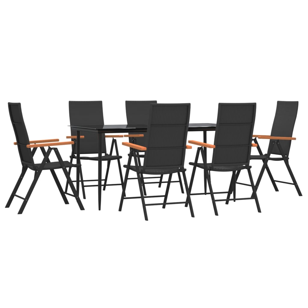 Ensemble à manger de jardin 7 pcs Noir et marron Résine tressée - XIOS