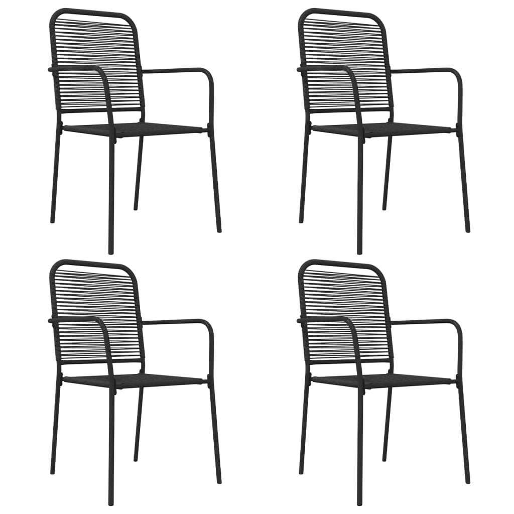 Ensemble à manger de jardin 5 pcs Noir Corde de coton et acier