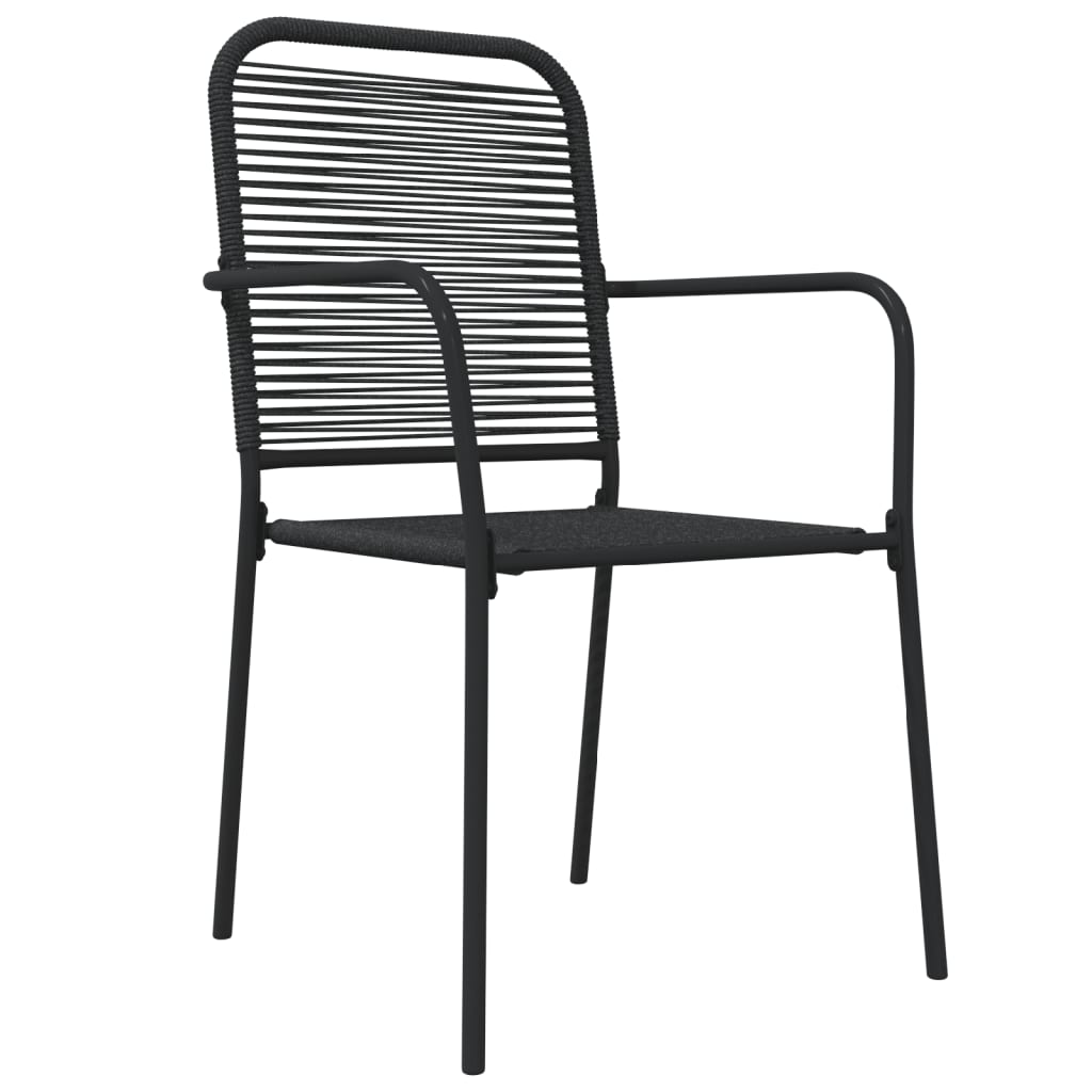 Ensemble à manger de jardin 5 pcs Noir Corde de coton et acier