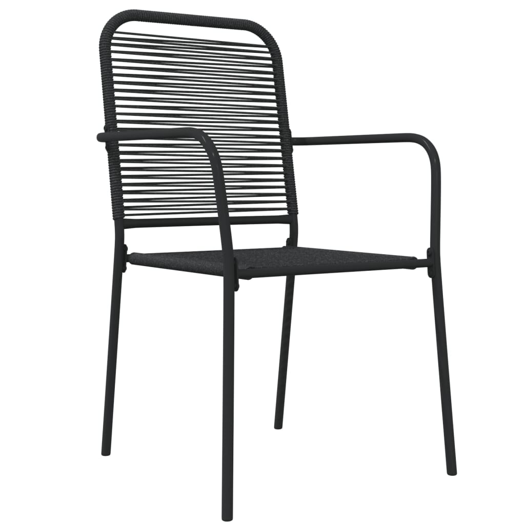 Ensemble à manger de jardin 7 pcs Noir Corde de coton et acier
