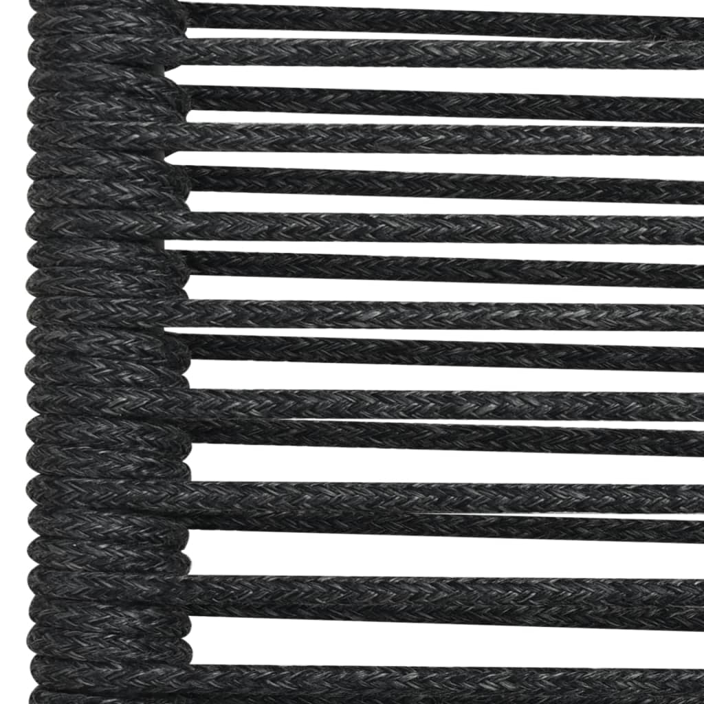 Ensemble à manger de jardin 7 pcs Noir Corde de coton et acier