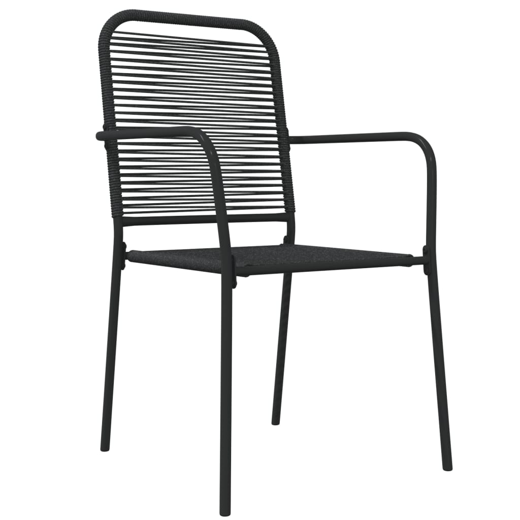 Ensemble à manger de jardin 7 pcs Noir Corde de coton et acier